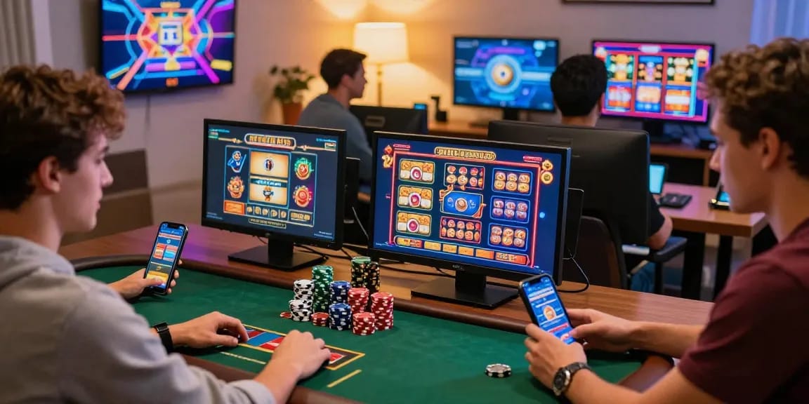 Experience top online credit card casinos in a vibrant gaming atmosphere with diverse players and engaging games.