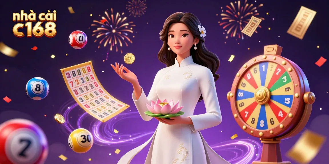 Engage with nhà cái c168 and win big in an exciting casino illustration showcasing vibrant games and festivities.