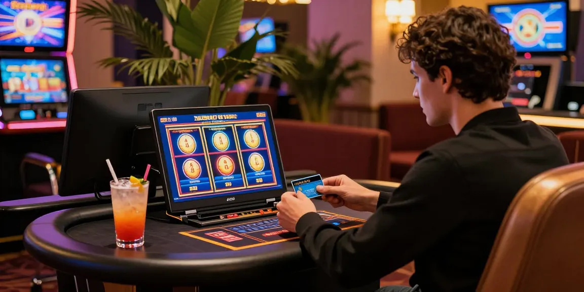 Exciting credit card casinos UK gaming experience at a stylish desk with vibrant visuals.