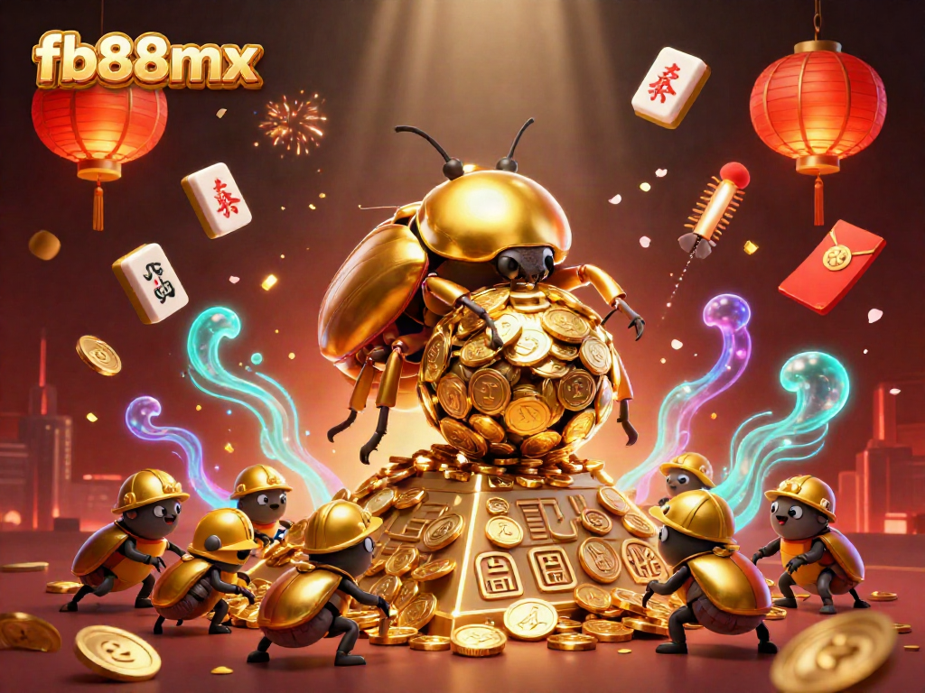 Engage in thrilling gaming adventures with fb88mx at a vibrant 3D casino ambiance featuring golden elements.