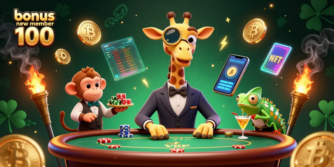 Join the fun with the bonus new member 100 offering special casino rewards in this vibrant 3D illustration.
