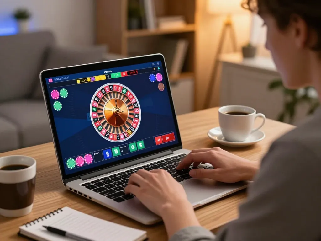Engaging online casino gameplay at LuckyIndex with live roulette interface and strategic betting notes