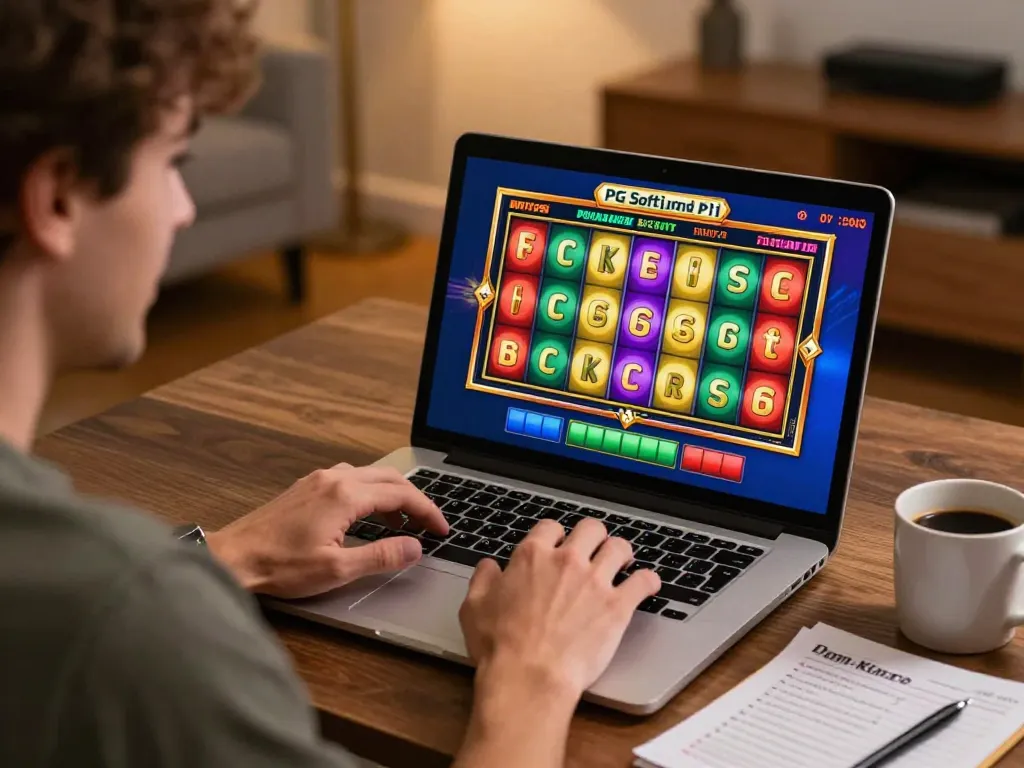 Pemain yang terlibat memutar gulungan Demo Slot di pengaturan kasino online yang nyaman
