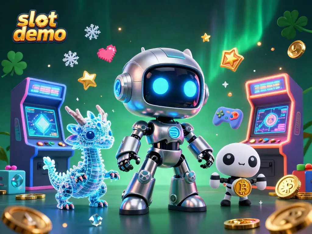 Mainkan slot demo dengan robot futuristik dan desain kasino yang menarik, janji kemenangan menanti!