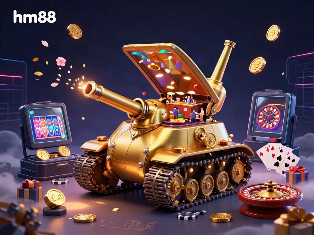 Experience thrilling casino action at hm88 with a golden beetle tank revealing a mini casino.