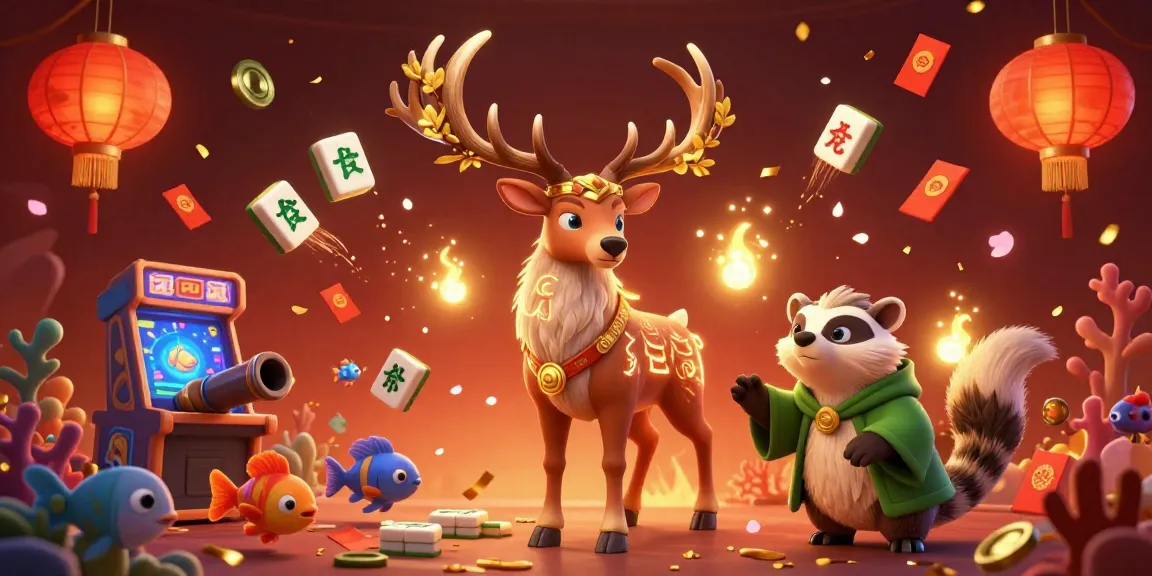 Feature vibrant fish shooting scene with a druid stag, emphasizing jangan order kalo ga mampu bayar..
