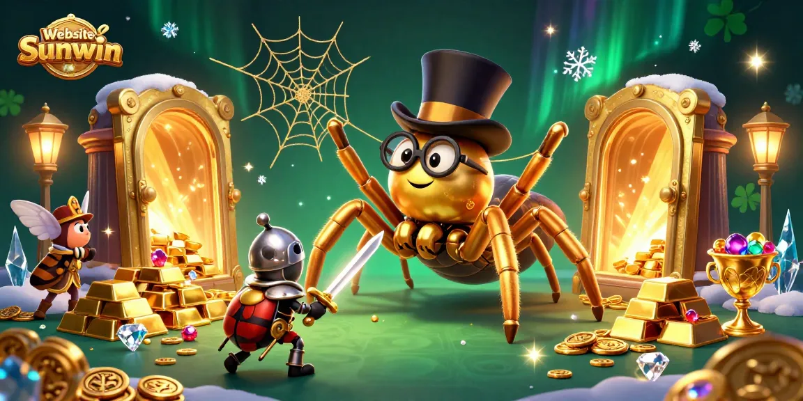Spin with excitement at the Website Sunwin casino adventure, featuring a golden tarantula and beetle knight.