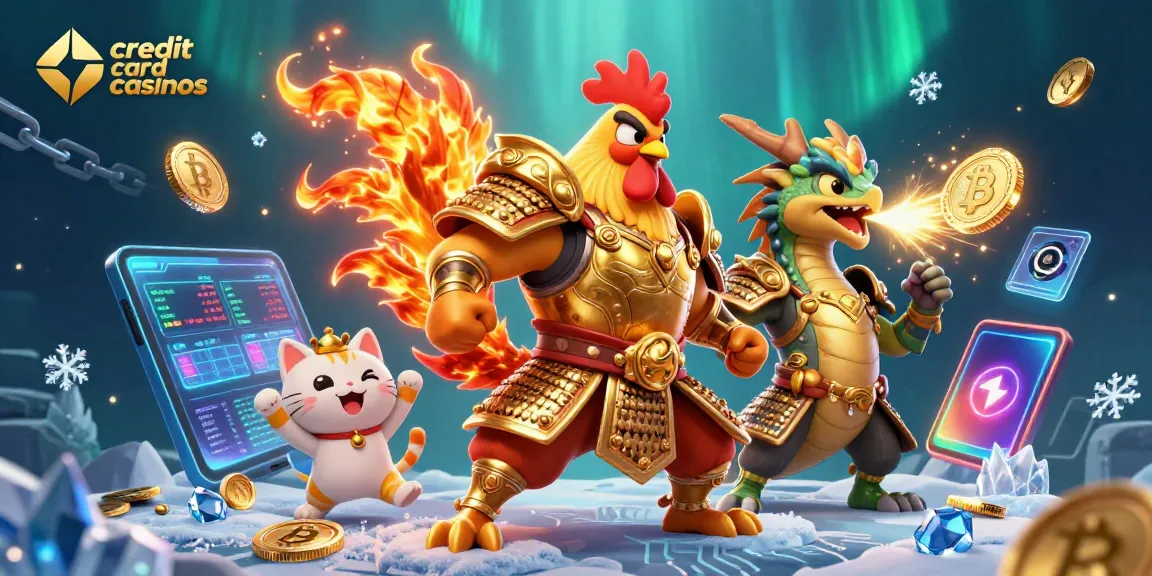Experience thrilling action at credit card casinos with vibrant characters and dynamic elements.