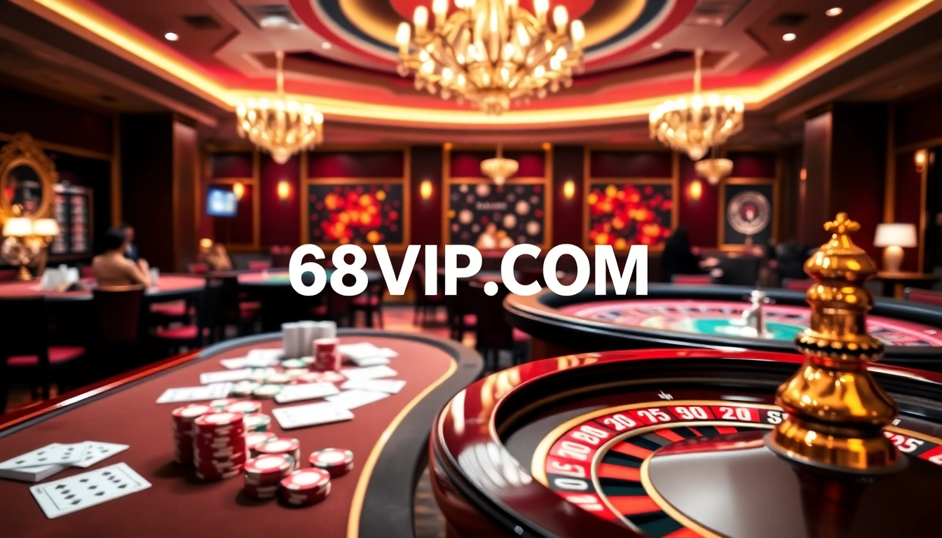 Experience the thrill of online gambling at 68VIP.COM with vibrant casino visuals.