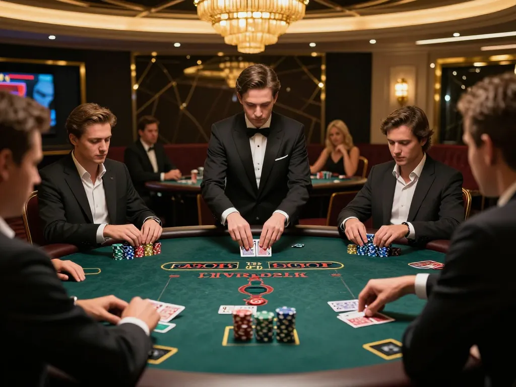 Players engaged in strategic blackjack gameplay at 388bet's upscale casino.