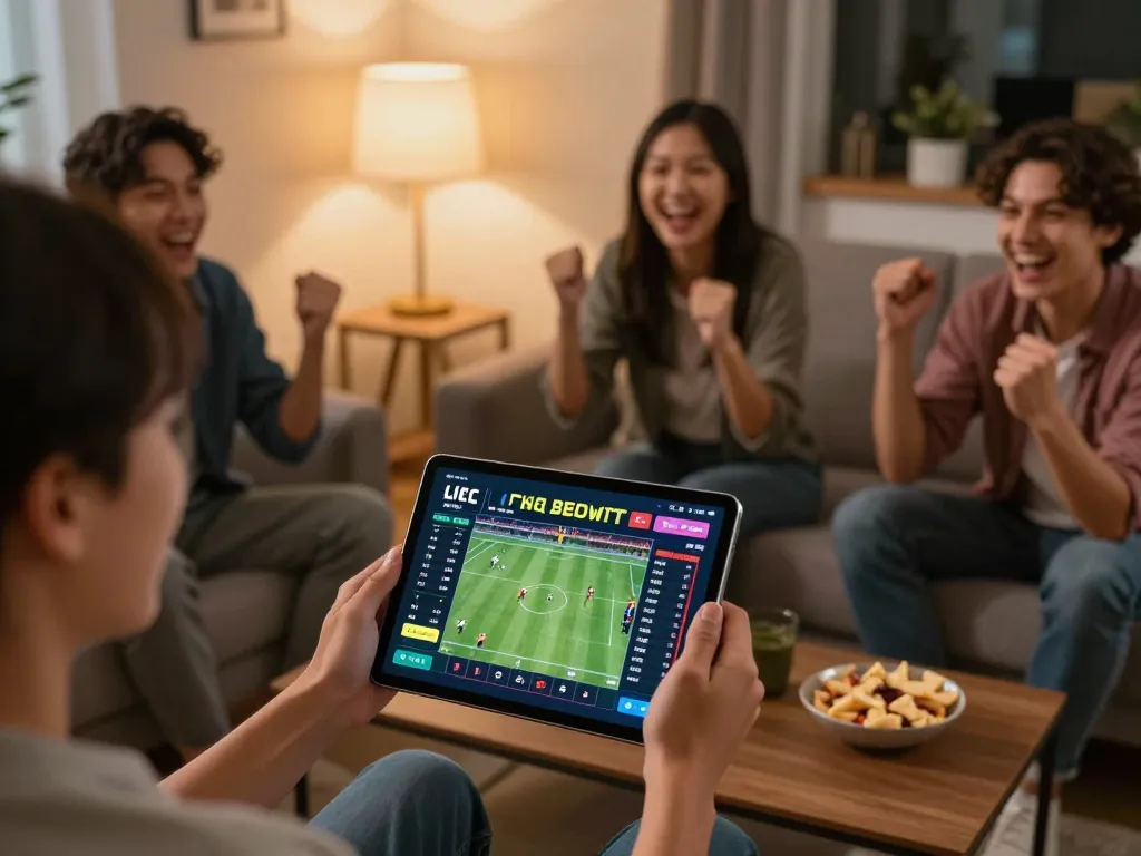 Engaged players betting on sports with nhà cái 88aa app in a cozy online gaming environment.