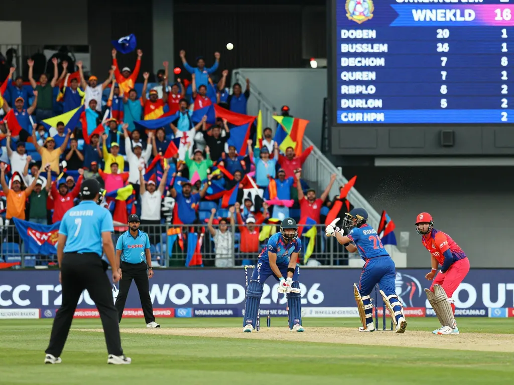 Exciting T20 World Cup 2026 action showcasing the crickex referral code benefits during a thrilling match