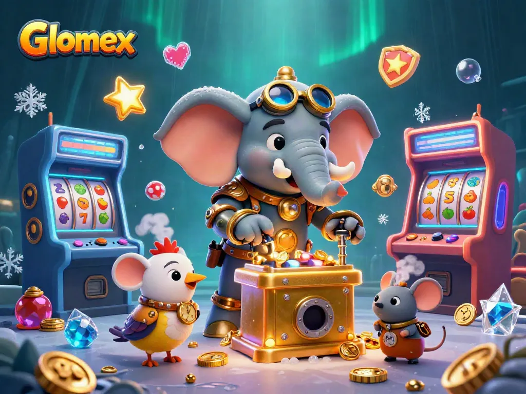 Spin the Glomex slot machine for thrilling casino excitement with vibrant gaming elements and steampunk charm.