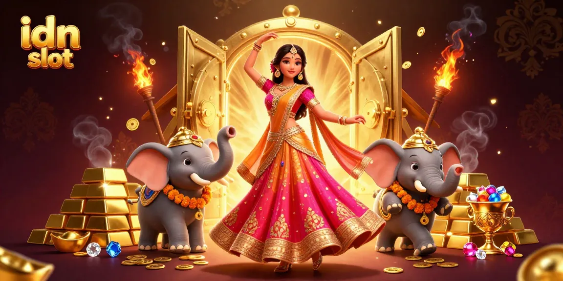 Play idn slot with captivating Asian-themed characters surrounded by gold treasures
