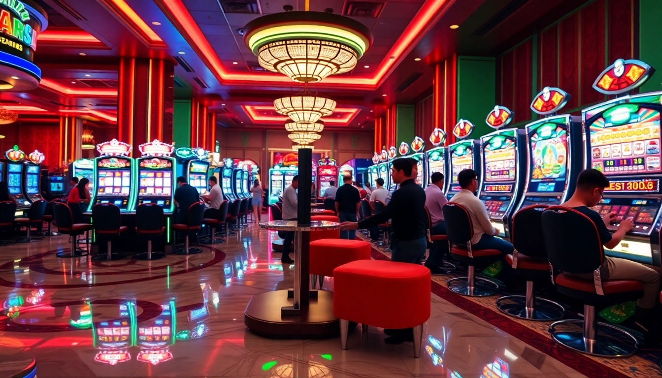 Experience the thrill of slot gacor hari ini with players winning at vibrant casino slot machines.