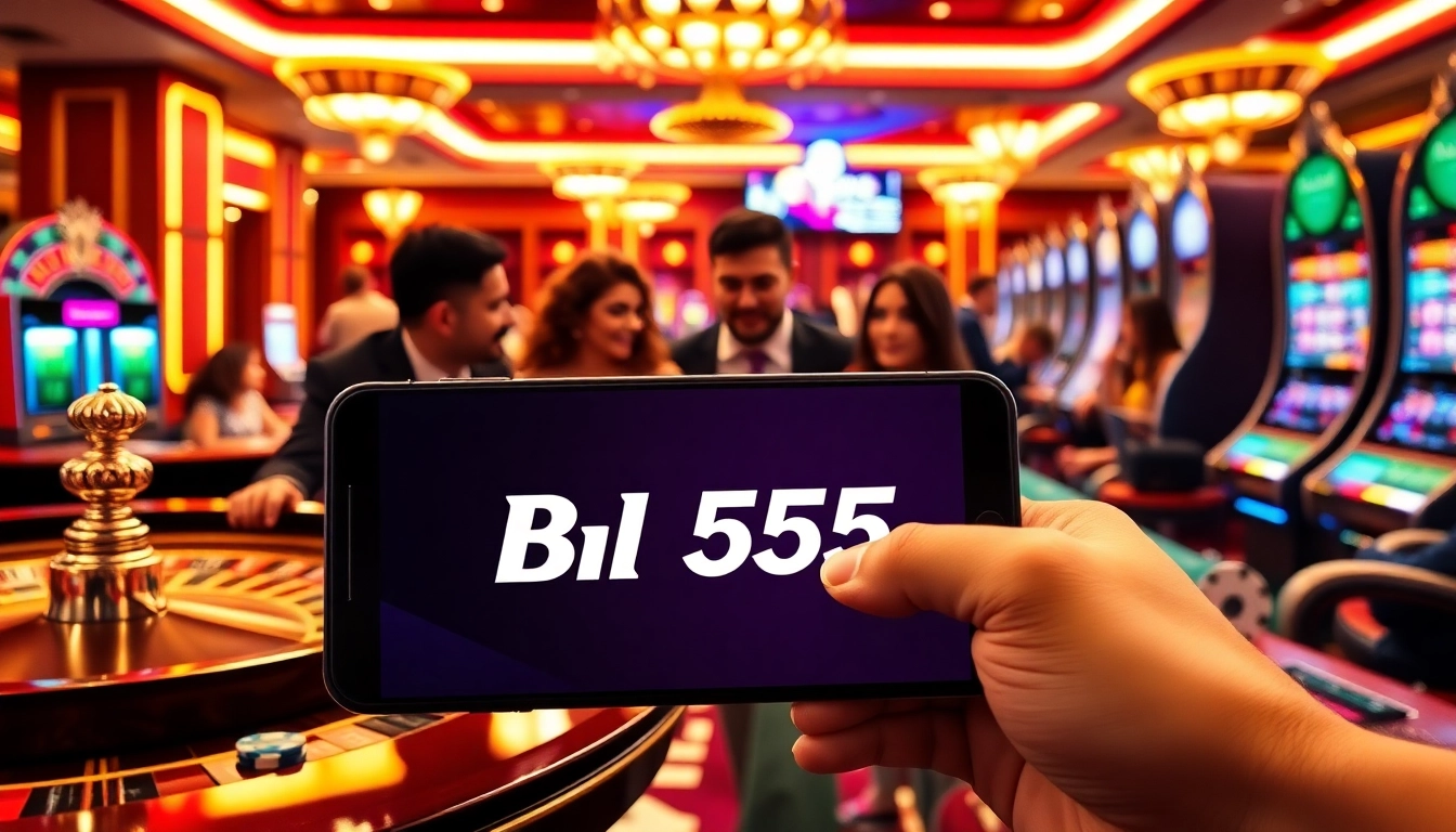 Experience thrilling gambling action at Bl555 with poker chips and slot machines.