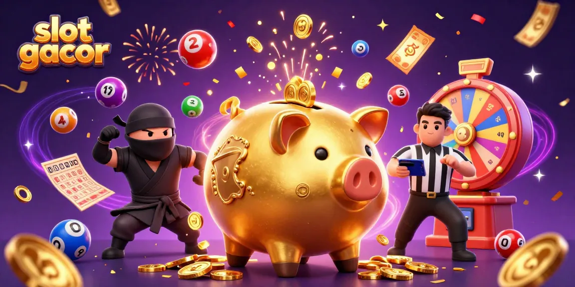 Slot gacor menarik dengan karakter unik dalam ilustrasi kasino yang meriah.