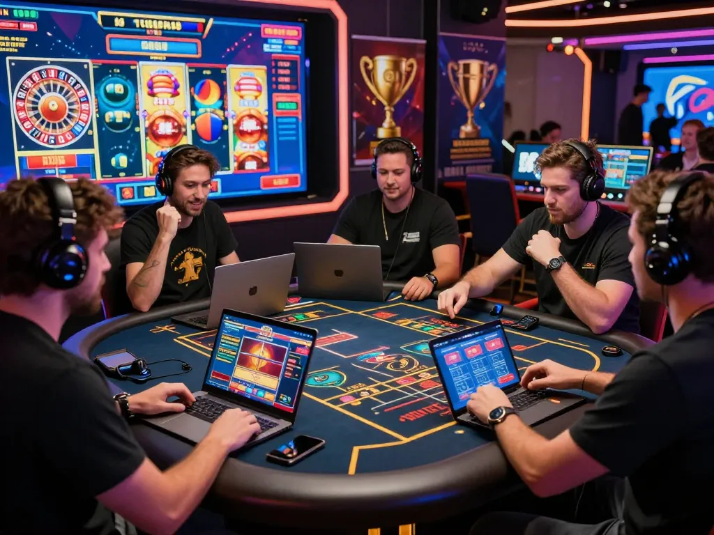 Players enjoying a thrilling online gaming experience at link vào onbet, showcasing a vibrant digital casino atmosphere.