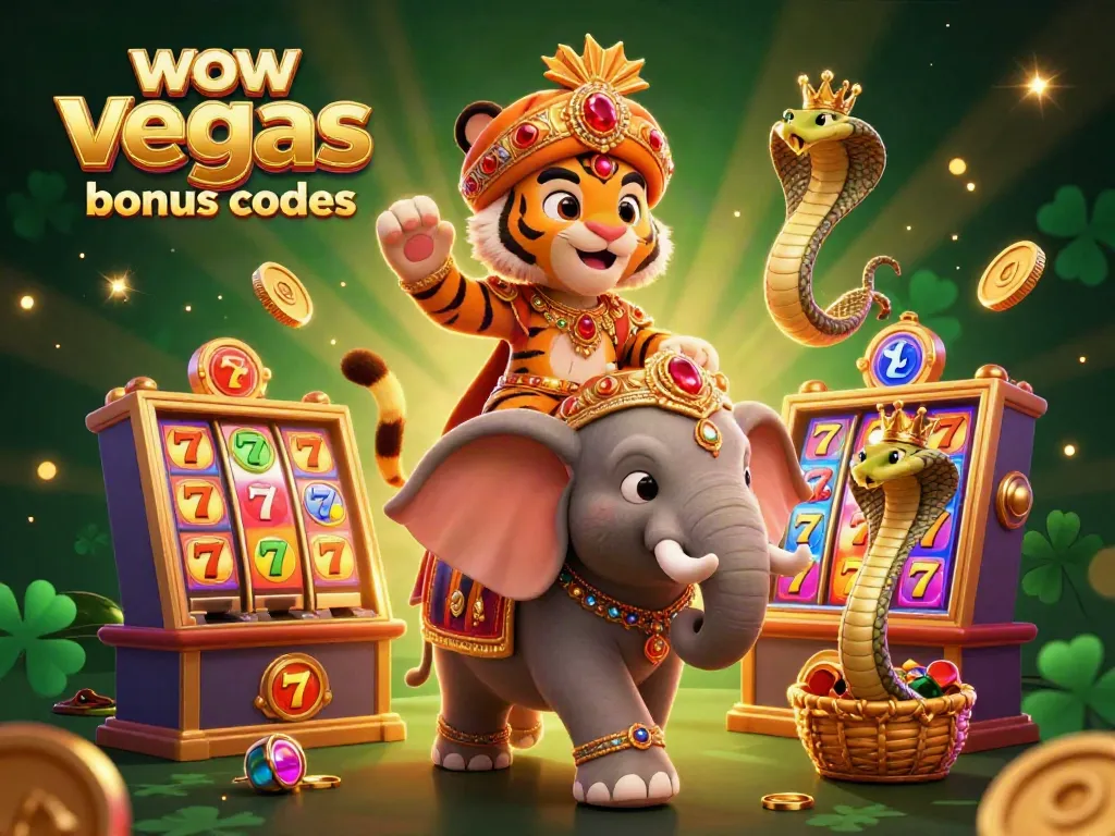 Experience exciting gameplay with WOW Vegas bonus codes, featuring a vibrant 3D casino scene filled with slots and dynamic elements.