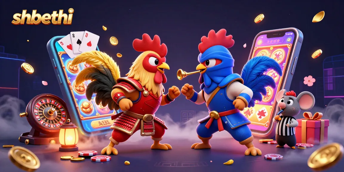 Engage in thrilling confrontations at shbethi with dynamic roosters battling amidst exciting casino elements.