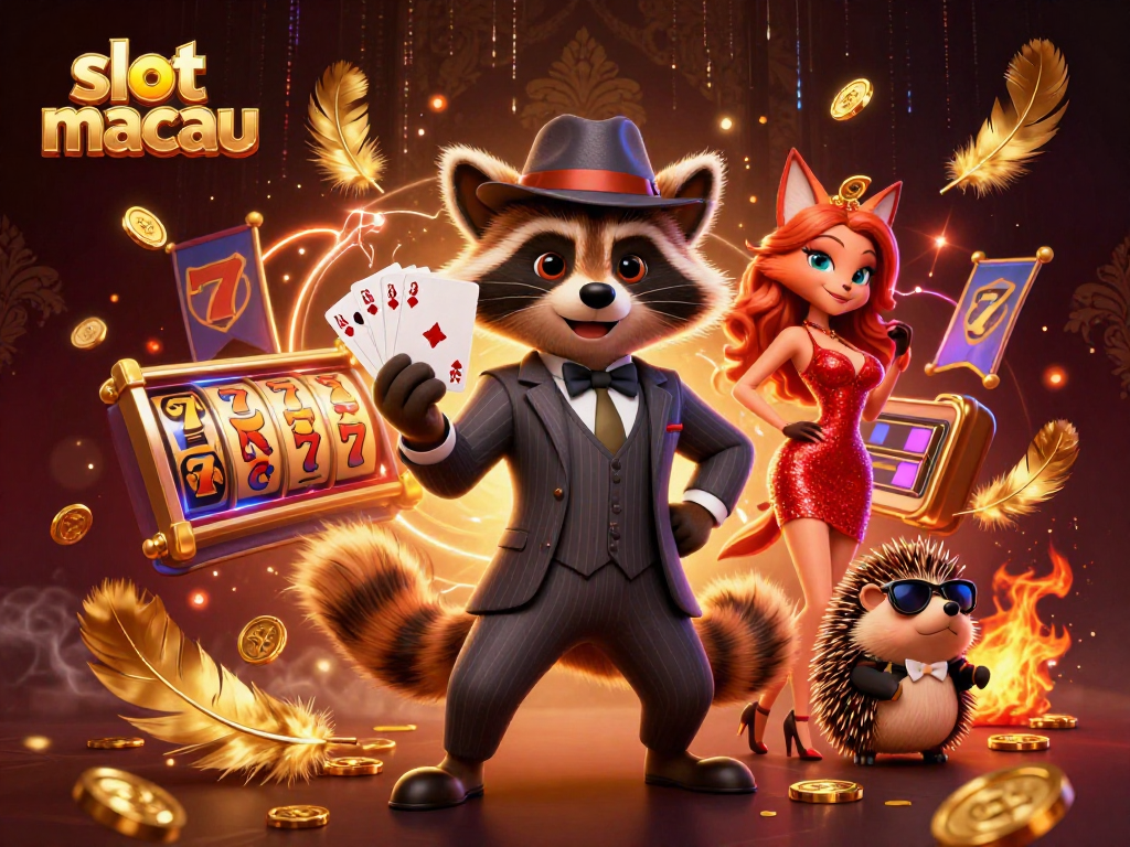 Experience thrilling wins with slot macau in this vibrant 3D casino illustration featuring iconic characters and game elements.