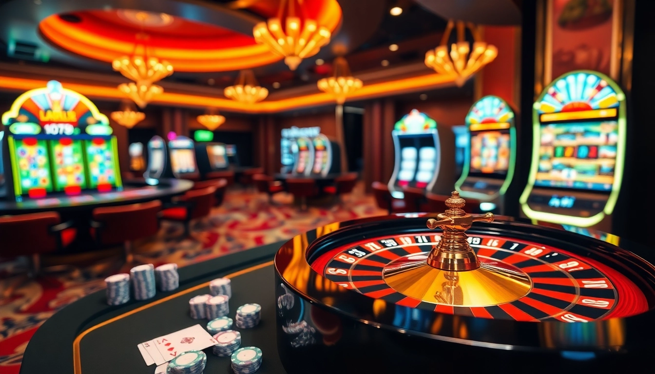Exciting casino atmosphere featuring thrilling games and poker chips at OK8386.