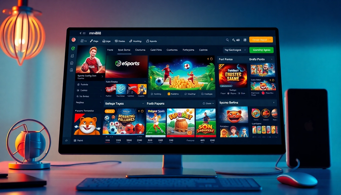 mm88 online gambling platform interface showcasing sports betting and vibrant casino games