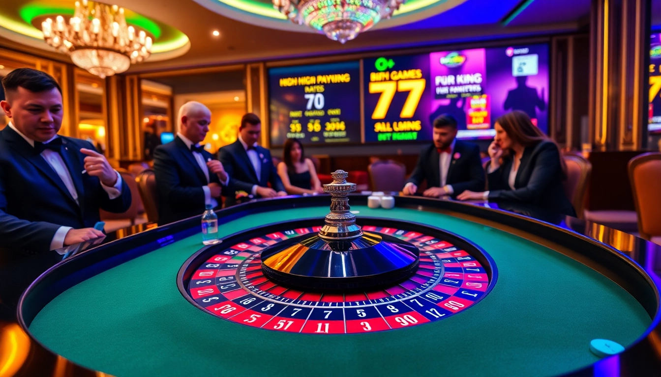 Experience the thrill of betting at the 79king casino, featuring a vibrant roulette table and excited players.