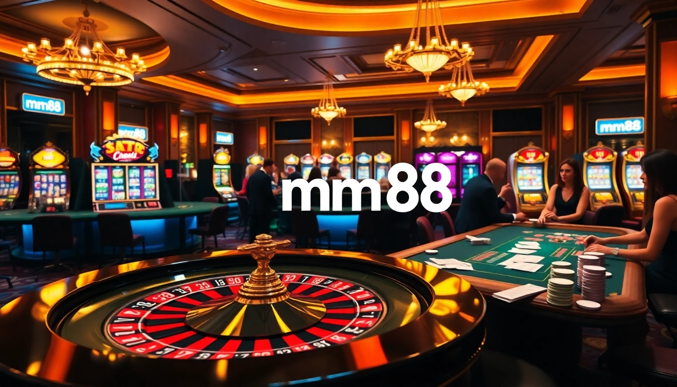 Experience the excitement at MM88 casino with players engaging in thrilling games and betting activities.