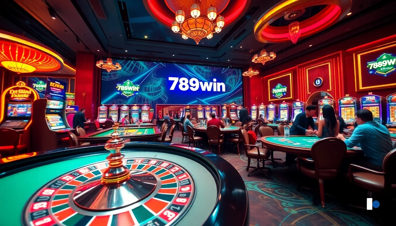Engaging gambling scene featuring 789win's vibrant casino tables with cards and chips.