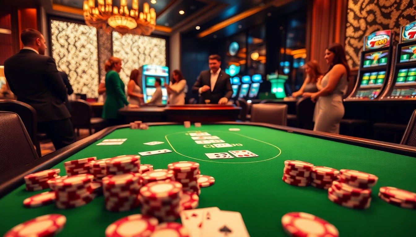 Exciting casino scene showcasing gaming elements of 888 new with poker chips and roulette wheel.