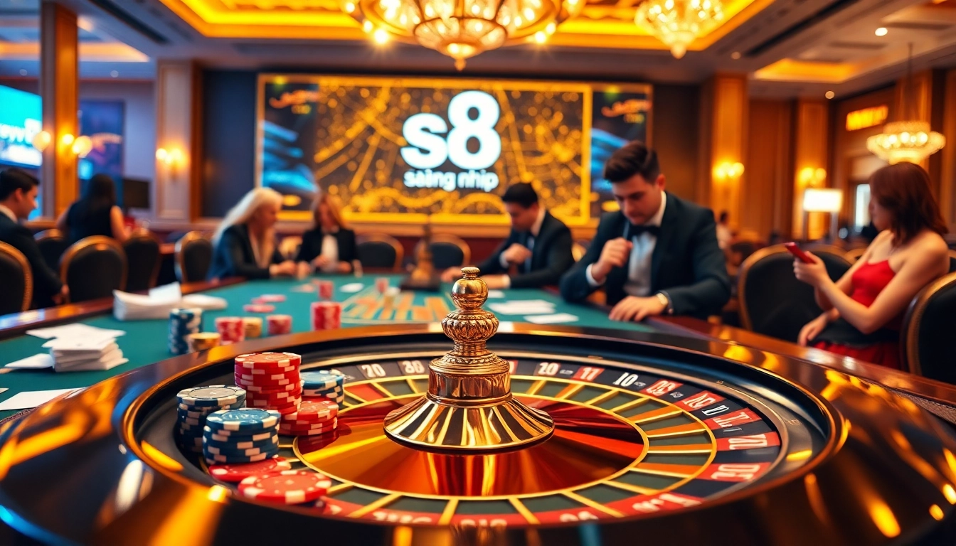 Exciting casino table setup for s8 đăng nhập featuring vibrant poker chips and cards.
