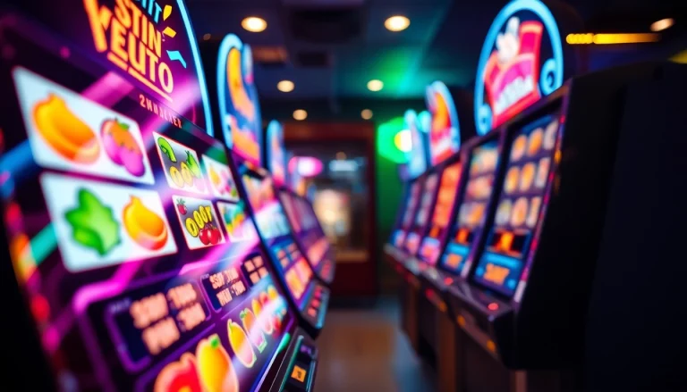 Situs kode4d showcasing an exciting online slot machine with vibrant lights and colors, representing thrilling gaming experience.