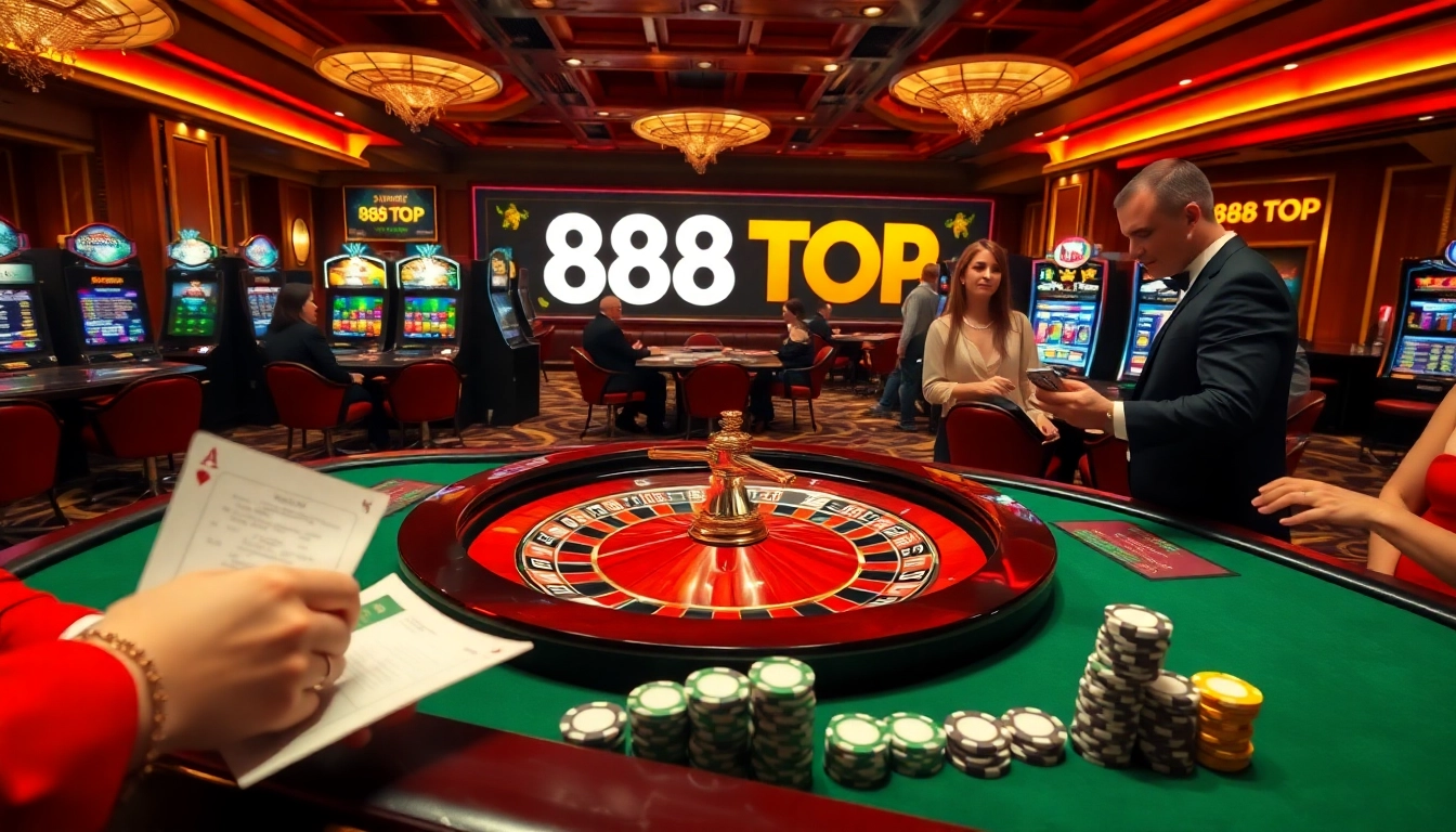 Experience thrilling gaming action at 888TOP with stylish tables and vibrant atmosphere.