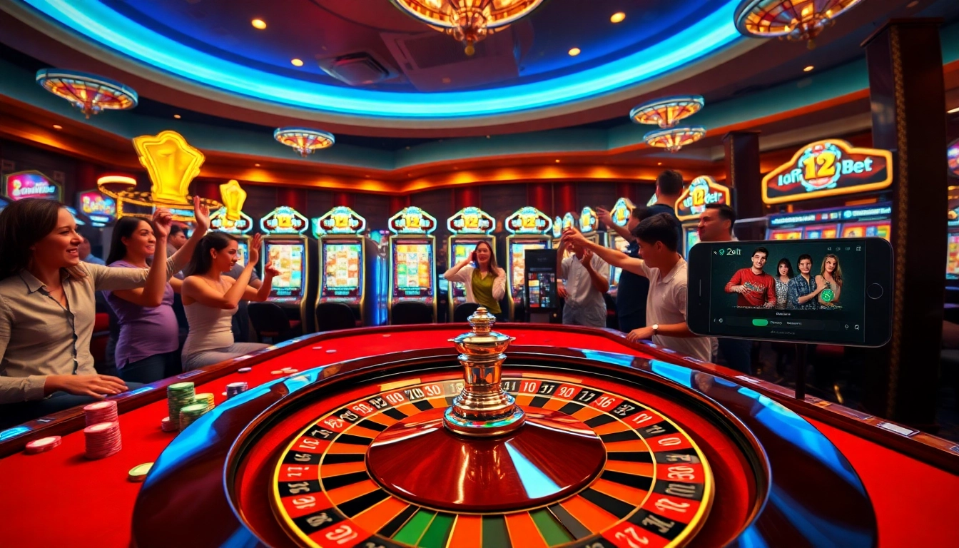 Experience the thrill of gambling with 12Bet as players enjoy vibrant roulette action and exciting online gaming.