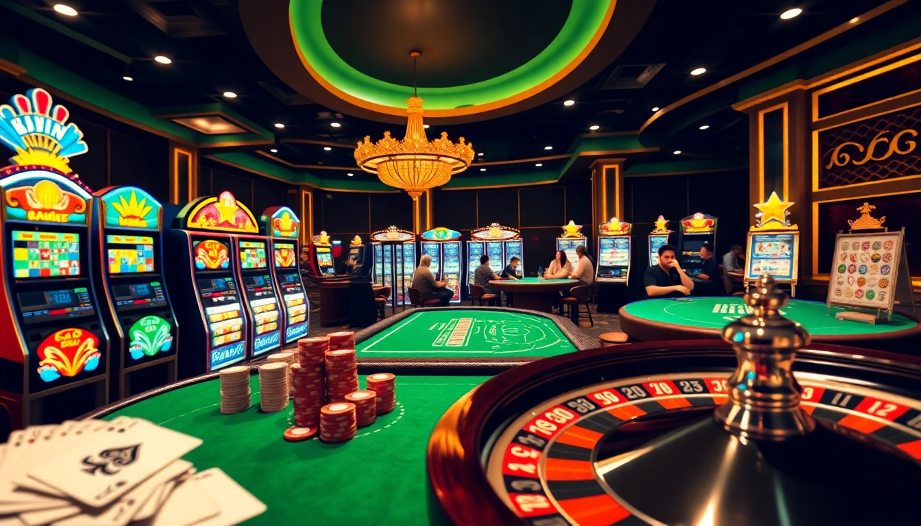 Experience the thrill of gaming in the cổng game kuwin with vibrant casino elements.