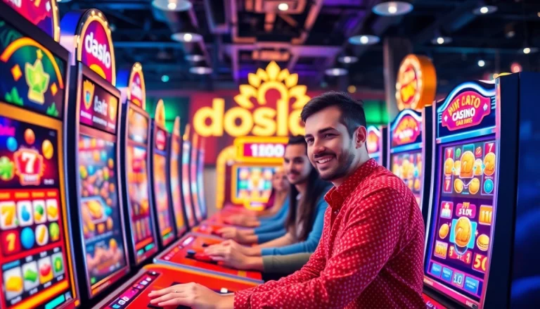 Exciting online gaming scene featuring doaslot slot machines and vibrant graphics.