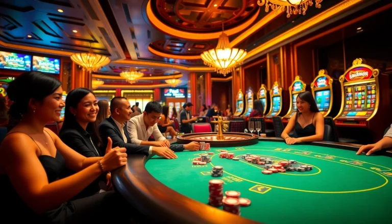 Experience thrilling gaming events tied to khuyến mãi C168 with vibrant colors and elegant casino setups.