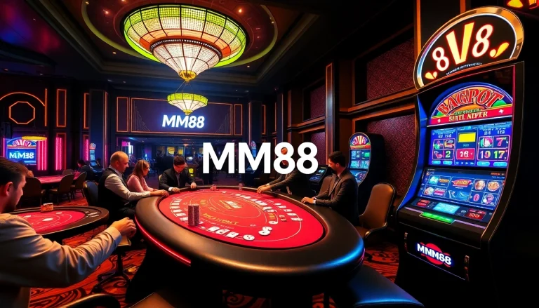 MM88 players enjoying a thrilling game at a luxury casino table with vibrant atmosphere.