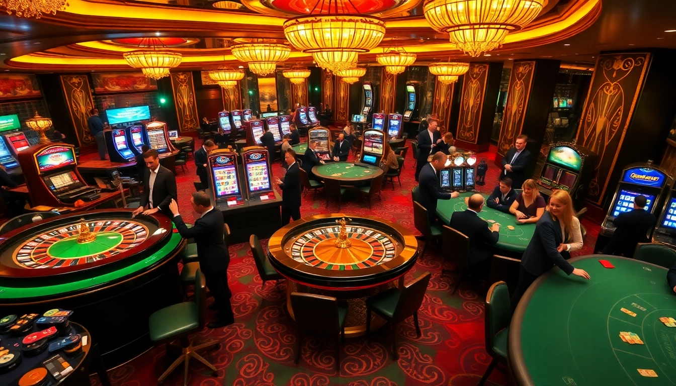 Experience the thrill of gambling at BL555 with vibrant casino tables and lively players.