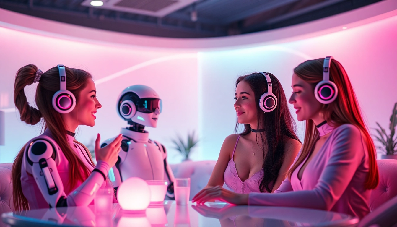 Free sex AI interactions in a vibrant digital conversation space with playful characters.