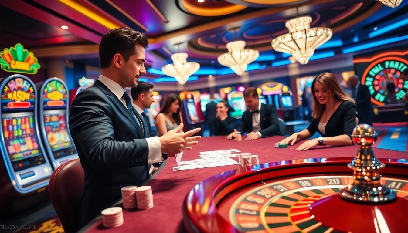 Engaging casino scene showcasing players at tables while referencing https://okadabooks.com/ for a thrilling gambling experience.