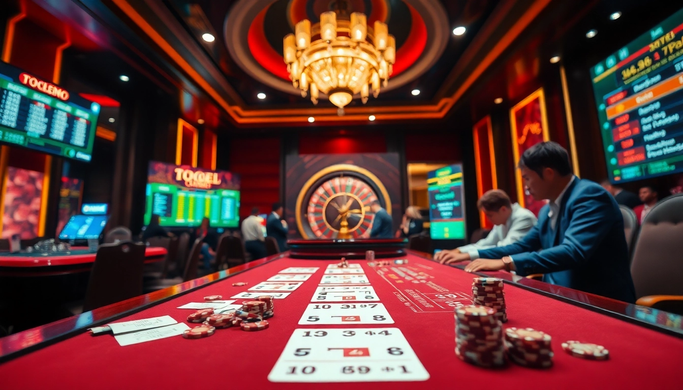 Togel china players strategizing as they place bets at a luxurious casino table.