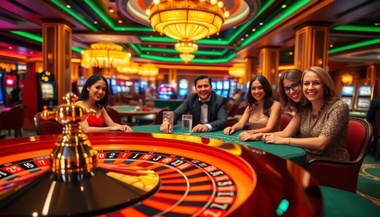 Experience thrilling gameplay at raja toto88 with an exciting casino atmosphere featuring roulette and blackjack tables.