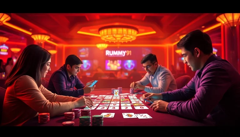Engaging scene of players enjoying Rummy 91 in a vibrant online gaming atmosphere.