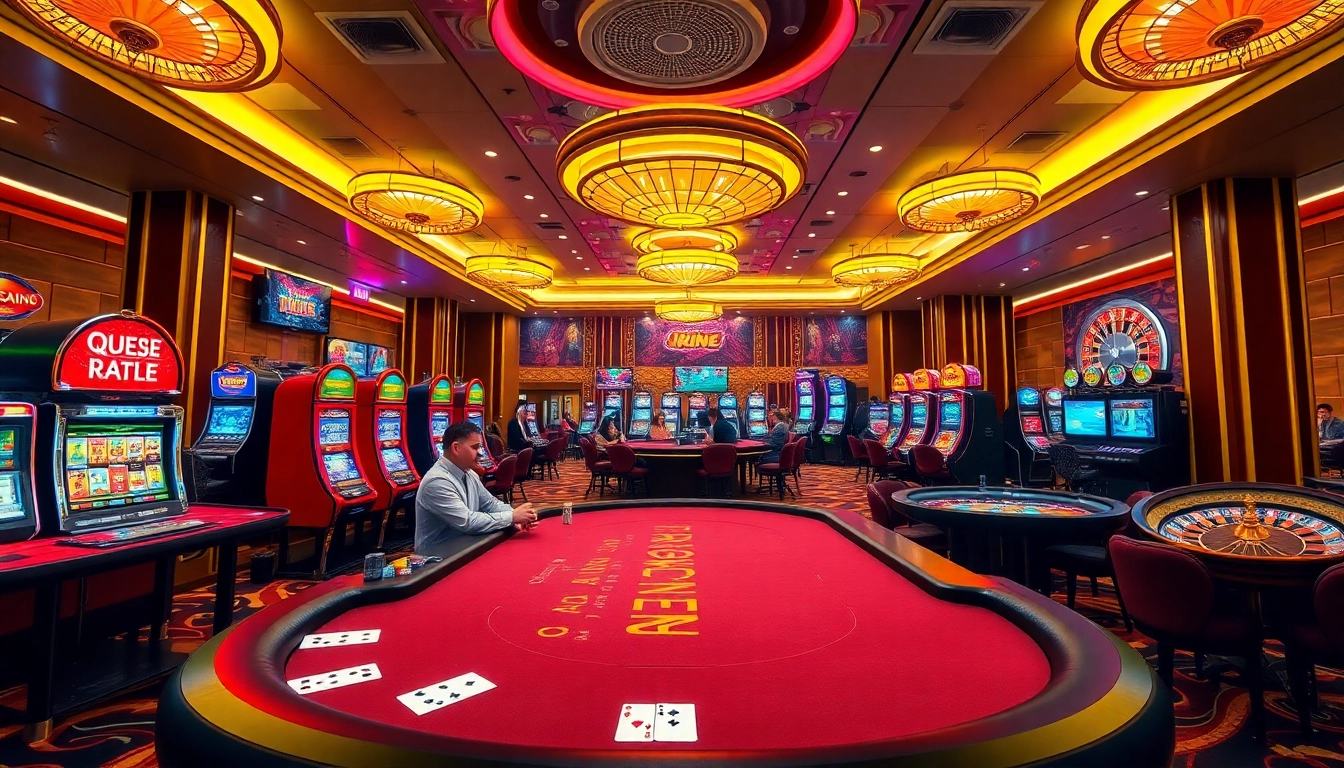 Players enjoying an exciting gaming experience at RR88 casino with vibrant tables and slots.