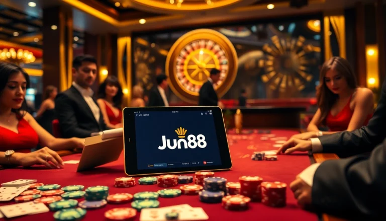 Experience the thrilling atmosphere of Jun88 with vibrant casino games and exciting betting.