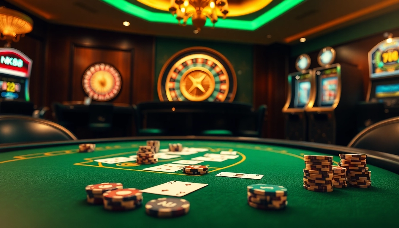 Engaging players with thrilling nk88 casino action at a luxurious gambling table.