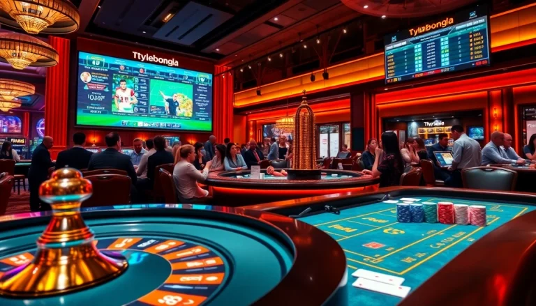 Experience the thrill of gambling with tylebongda at a lively casino scene filled with roulette and poker.