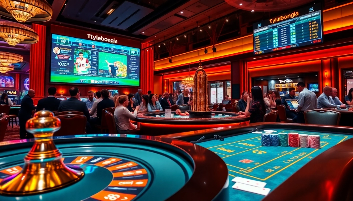Experience the thrill of gambling with tylebongda at a lively casino scene filled with roulette and poker.